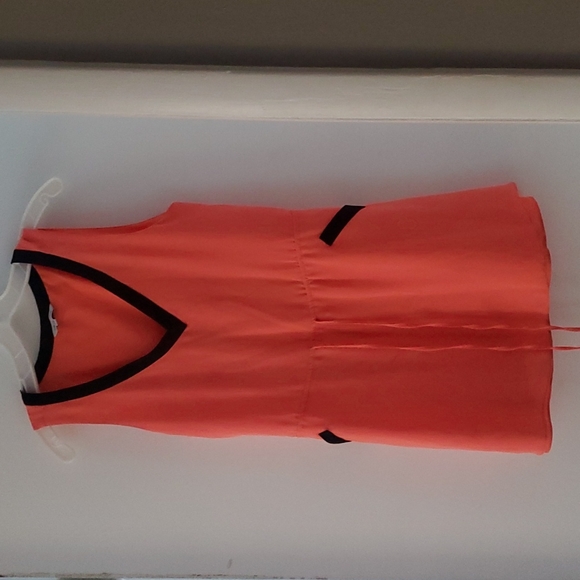 Naked Zebra | Dresses | Peach Colored Mini Dress With Black Trim Waist ...